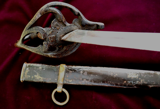 CIVIL WAR CONFEDERATE NASHVILLE PLOW WORKS CAVALRY SWORD WITH CSA ON GUARD