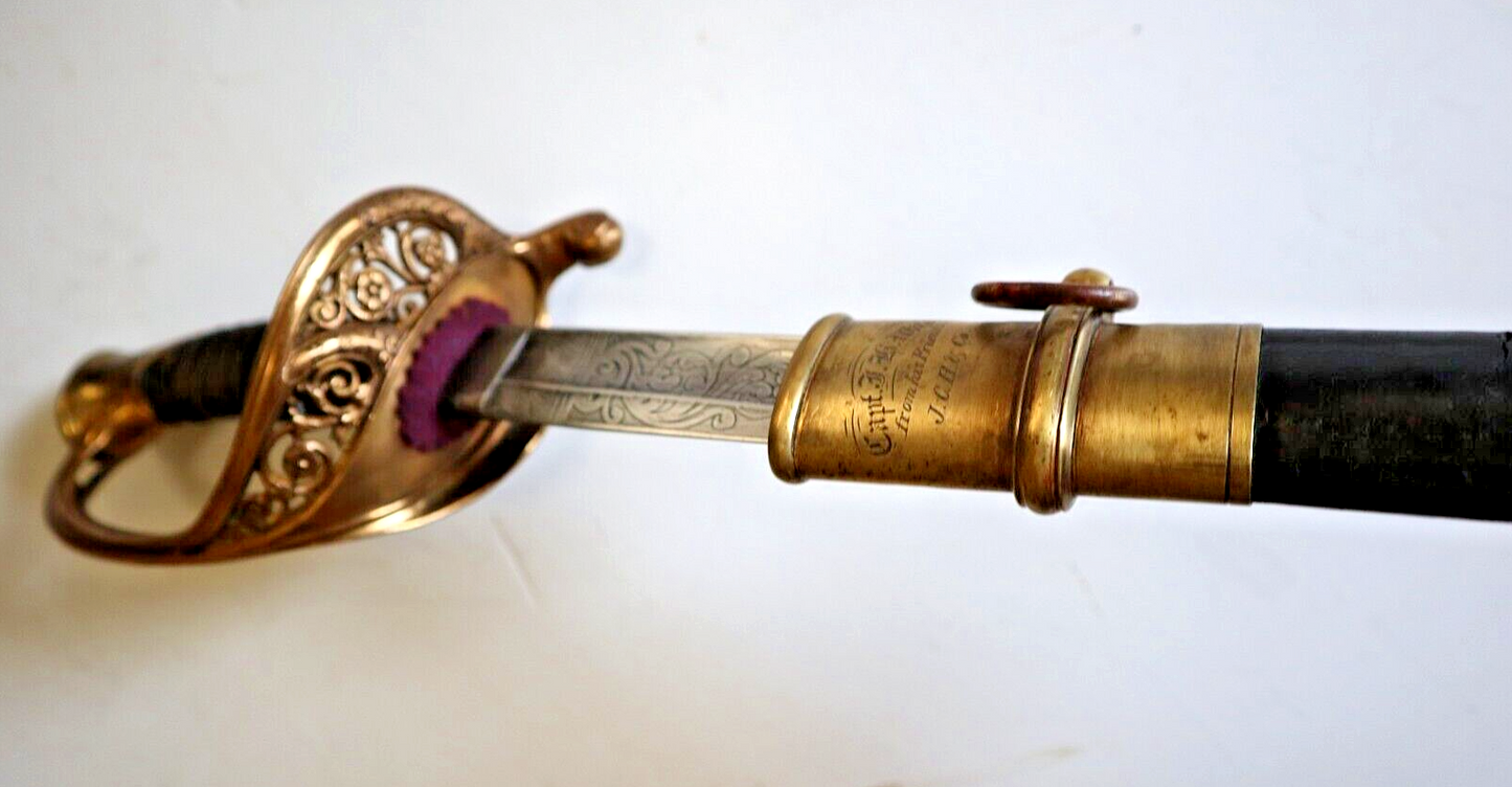 CIVIL WAR AMES FOOT OFFICER SWORD PRESENTED TO CAPTAIN JAMES H WADE