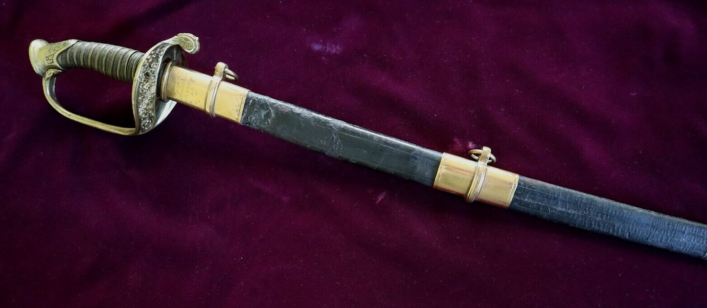 CIVIL WAR FOOT OFFICER SWORD PRESENTED TO LT EDWARD EDGERLY, 79TH PA VOLUNTEERS