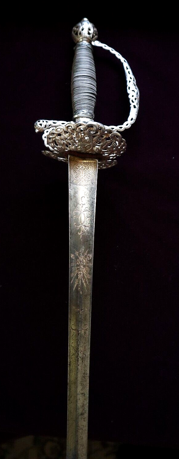 FRENCH INDIAN WAR AMERICAN REVOLUTIONARY SILVER HILT W EAGLE ON POMMEL C 1760