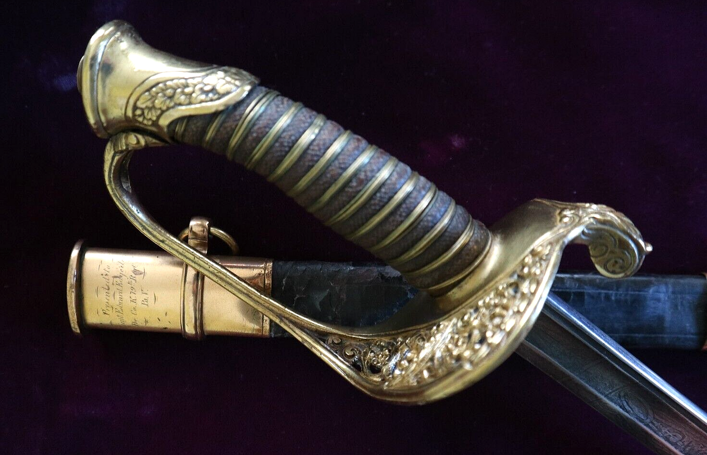 CIVIL WAR FOOT OFFICER SWORD PRESENTED TO LT EDWARD EDGERLY, 79TH PA VOLUNTEERS