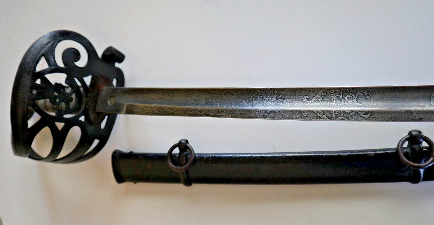 CIVIL WAR CONFEDERATE ENGLISH BLOCKADE SWORD WITH CSA ON BLADE 1 OF 2 KNOWN