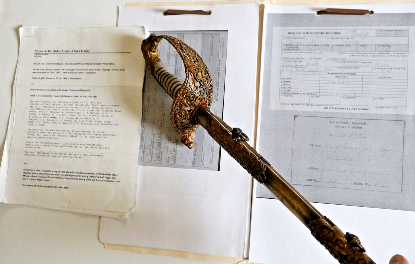 CIVIL WAR EAGLE HEAD PRESENTATION SWORD TO DR JOHN ALONZO CLARK HANLY DATED 1863