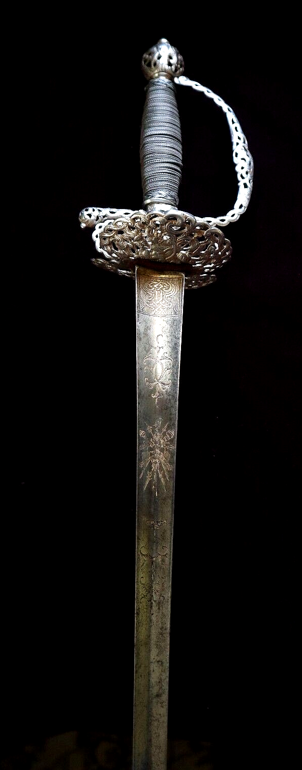 FRENCH INDIAN WAR AMERICAN REVOLUTIONARY SILVER HILT W EAGLE ON POMMEL C 1760