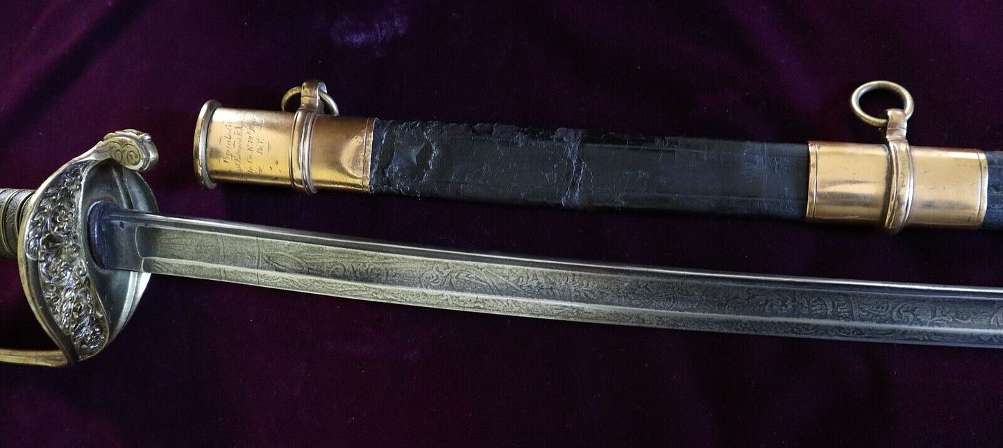 CIVIL WAR FOOT OFFICER SWORD PRESENTED TO LT EDWARD EDGERLY, 79TH PA VOLUNTEERS