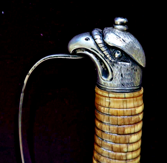 AMERICAN REVOLUTIONARY WAR EAGLE HEAD SILVER HILT BY CAMPBELL SWORD PUBLISHED