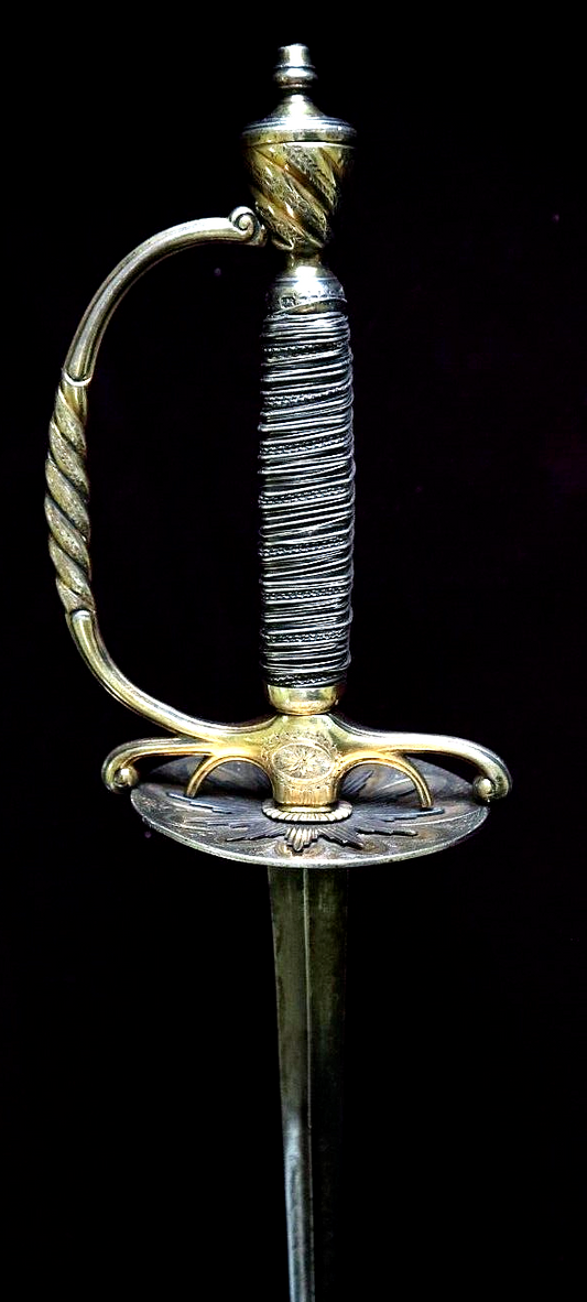 REVOLUTIONARY WAR SILVER HILT HALLMARKED WILLIAM KINMAN GOLD PLATE SWORD  1773