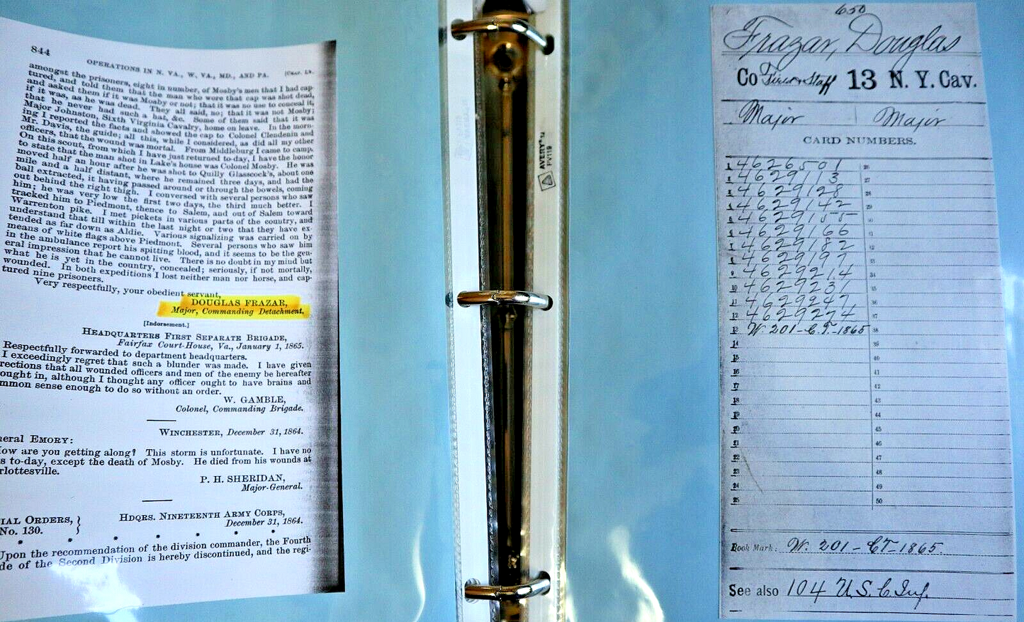 CIVIL WAR SWORD PRESENTED TO BRIGADIER GENERAL FRAZAR 13 NY 104TH COLORED TROOPS