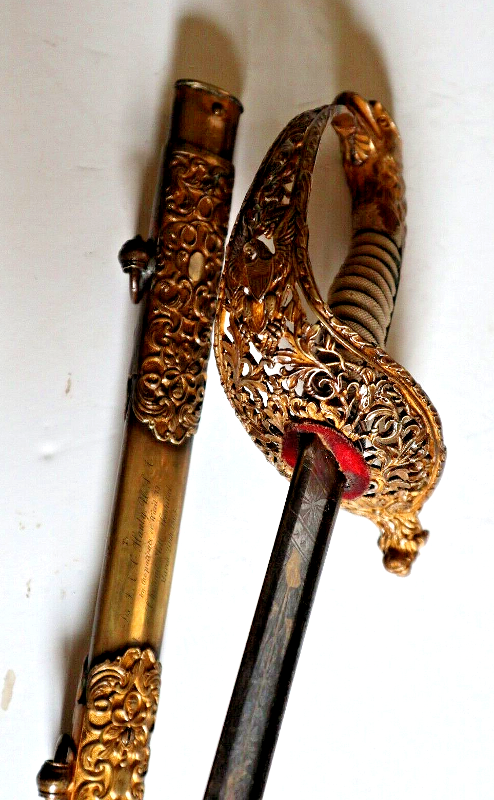 CIVIL WAR EAGLE HEAD PRESENTATION SWORD TO DR JOHN ALONZO CLARK HANLY DATED 1863