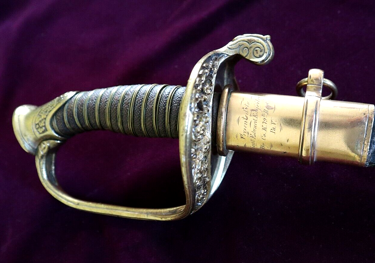 CIVIL WAR FOOT OFFICER SWORD PRESENTED TO LT EDWARD EDGERLY, 79TH PA VOLUNTEERS