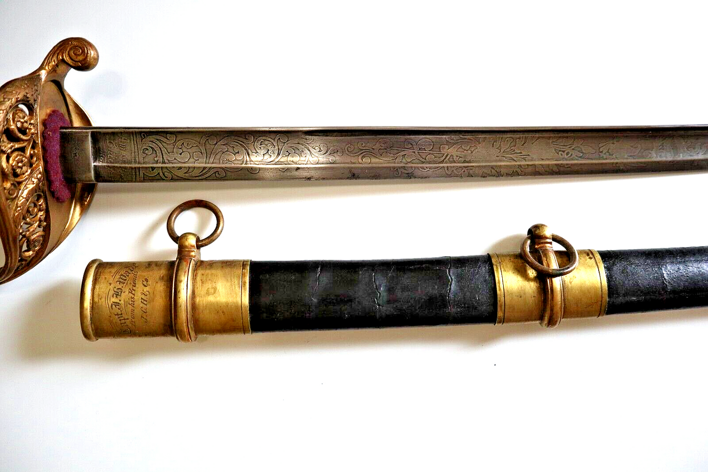 CIVIL WAR AMES FOOT OFFICER SWORD PRESENTED TO CAPTAIN JAMES H WADE